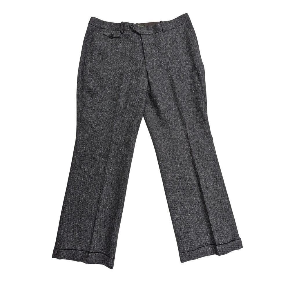 NWT Eddie Bauer Blakely Fit Black/White Wool Tweed Trouser lined Sz 16
